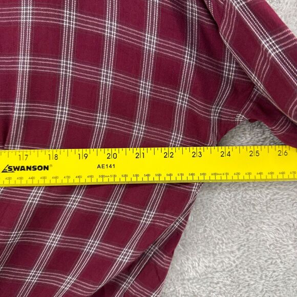 LOFT Lou & Grey Top Womens S Burgundy Plaid Surplice V-Neck Long Sleeves Rushed - Picture 8 of 9